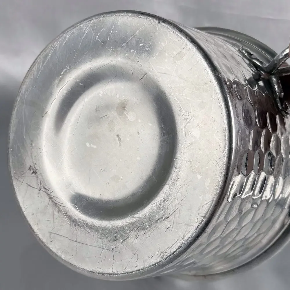 Vintage Hammered Aluminum Ice Bucket Pot w/ Lid & Ceramic Liner Everlast Style
